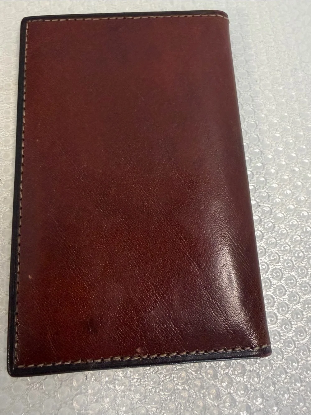 Bosca Brown Leather Money Clip Wallet with Black Trim